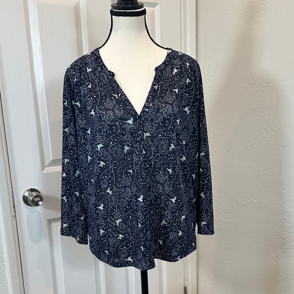 H&M Dark Blue Star Pattern Blouse